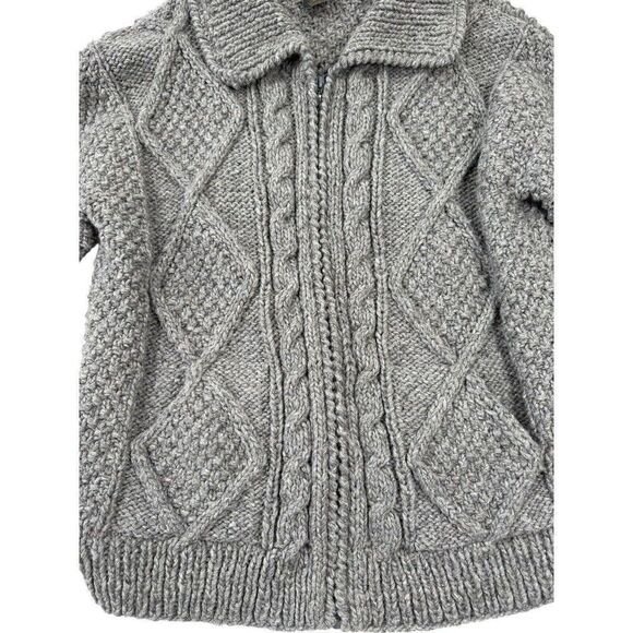 Andes Native Roots Cardigan Sweater Chunky Cable Knit Shawl Collar Llama Wool L - Picture 3 of 9